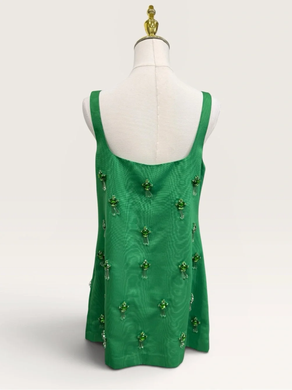 Antonio Melani The Nat Note Leonor Moire Sleeveless Jeweled Mini Dress Green SZ8